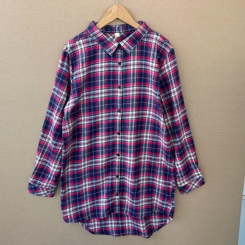 A4-107日单长袖单排扣格子衬衫宽松文艺复古上衣设计感外套Y25-8