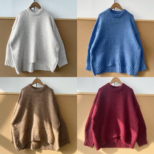 P2-76简约长袖针织衫秋冬软糯气质慵懒风基础款内搭上衣J25-12