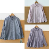 8日系文艺清新翻领简约时尚 气质百搭显瘦长袖 衬衫 2X1 叠穿H25