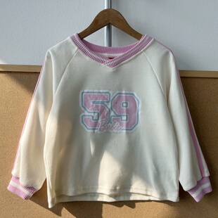 2z1-37儿童款美式复古撞色设计感长袖卫衣V领韩版潮酷上衣Y26-1