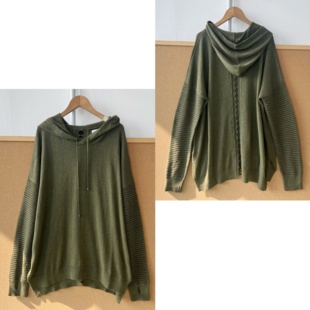 2O-40长袖连帽针织衫春秋季镂空设计感舒适慵懒风上衣J25-11