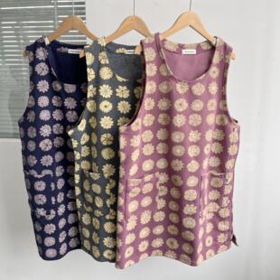 微瑕日系印花秋冬干活内里加绒保暖厨房防油脏做家务清洁罩衣Y11