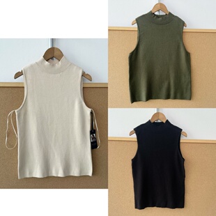 针织上衣背心半高领设计感小众简约显瘦内搭打底Y26 南6 45无袖