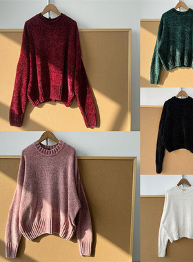 O2-69柔软亲肤舒适雪尼尔保暖毛衣！圆领温柔系慵懒风上衣Z25-12