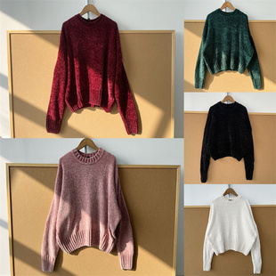 圆领温柔系慵懒风上衣Z25 69柔软亲肤舒适雪尼尔保暖毛衣