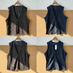 马甲H25 西1 坎肩显瘦外搭开衫 V领无袖 62复古肌理感针织春秋款