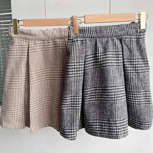 有内衬显瘦百搭简约学院Y11 格子毛呢半身裙韩版 微瑕大童款 春夏季