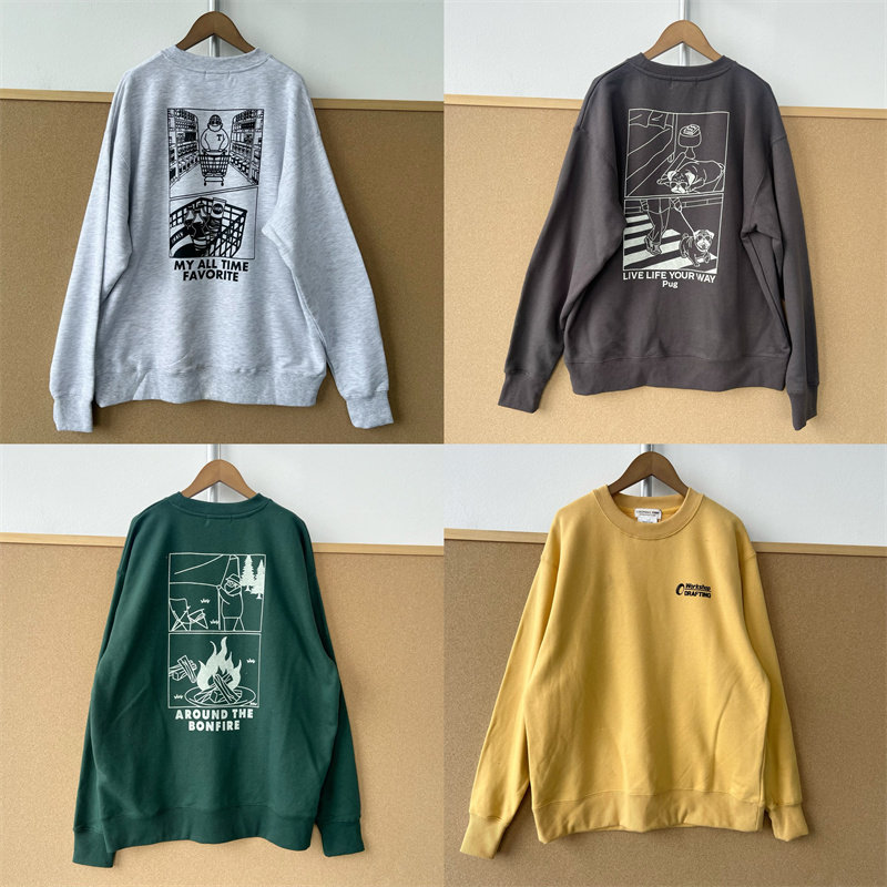 2B-146露营篝火可爱巴哥犬卡通印花卫衣合集！户外风T26-3