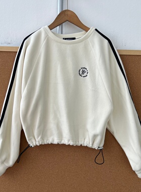 2W-37日单加绒圆领简约女卫衣软糯舒适毛毛绒宽松百搭洋气Z25-10