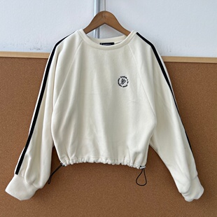 2W-37日单加绒圆领简约女卫衣软糯舒适毛毛绒宽松百搭洋气Z25-10