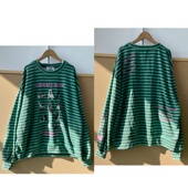 日潮复古街头条纹十只狗图案印花后背刺绣卫衣Y26 2B1 73牛货