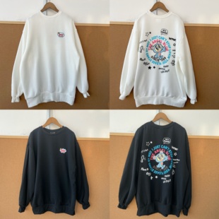 设计感薄绒卫衣H25 2T1 16日系甜美卡通人物字母印花潮流时尚