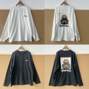 打底内搭上衣J26 T恤慵懒风设计感中长款 62狗狗印花长袖 2u1