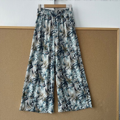 2K-115女冰丝凉感碎花阔腿裤舒适简约气质文艺风显瘦慵懒风Z26-3