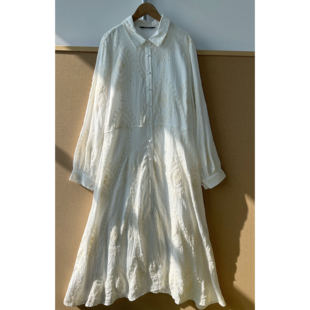 衬衫 南5 30高货 蕾丝刺绣长袖 连衣裙春秋韩系温柔甜美长裙H26