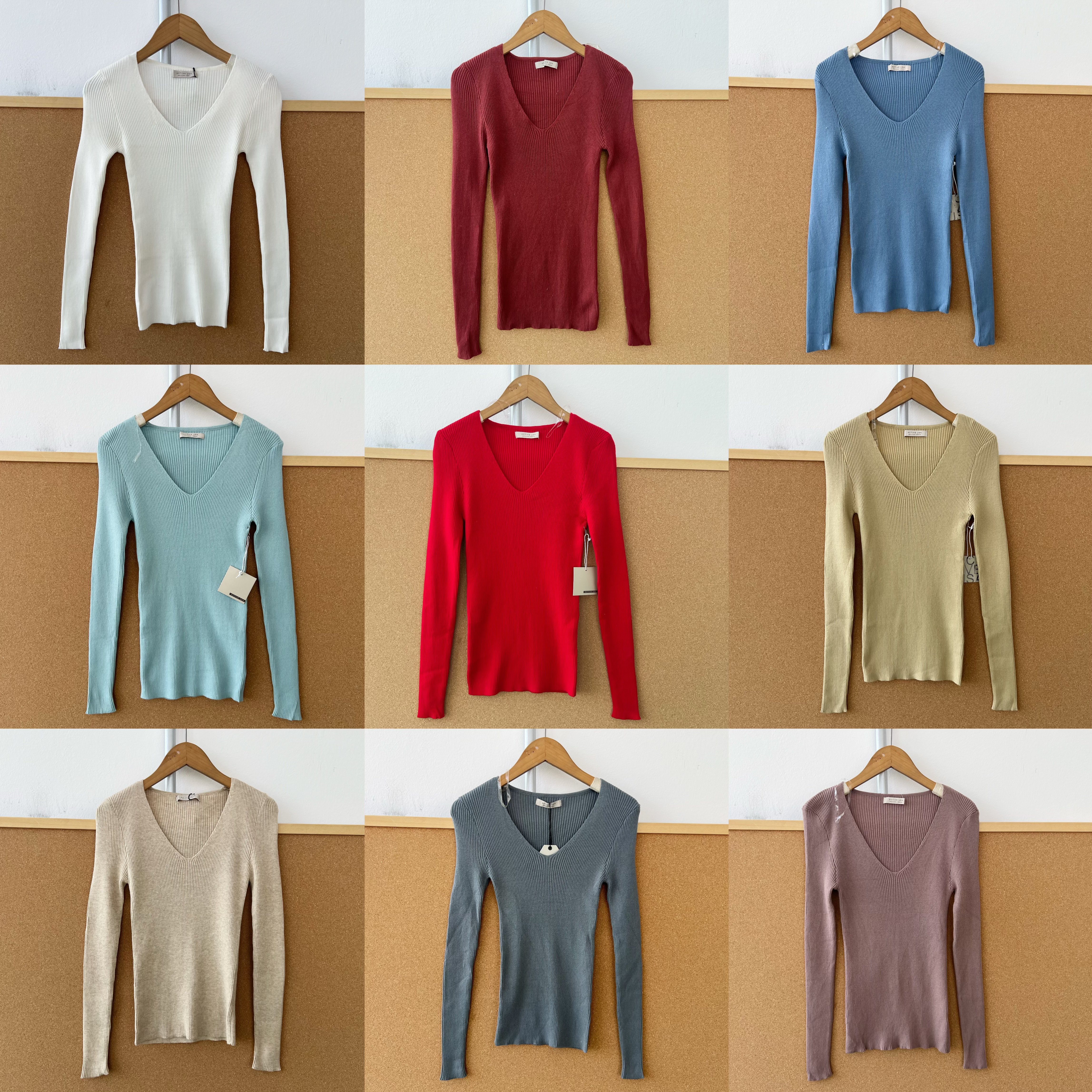 Q3-68韩系温柔风V领针织衫修身显瘦软糯长袖多色打底衫上衣H25-10