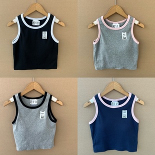 辣妹ins内搭外穿带胸垫背心Z25 2J1 撞色包边修身 美式 45拆标款