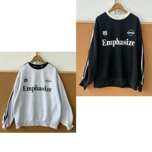 复古套头卫衣无帽Y25 美式 31秋冬加绒圆领字母印花宽松长袖 2Q1