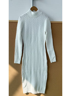 Z2-27秋冬长袖半高领打底连衣裙纯色松弛感高级复古显瘦Y25-10