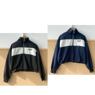 2M-66儿童春秋半拉链立领高领撞色拼接休闲运动风套头衫卫衣H26-1