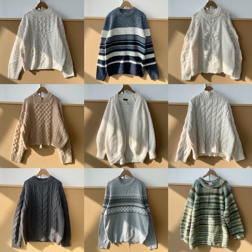 2A-89多款秋冬季针织衫上衣合集设计感慵懒风宽松文艺温柔Y25-12