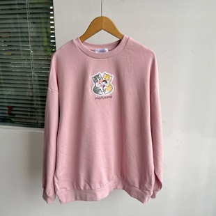 圆领休闲套头设计感卫衣上衣H25 2G1 14鲨鱼猫春秋薄款