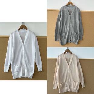 Z26 早春V领单排扣口袋设计清爽干净温柔风针织开衫 79薄款 南3