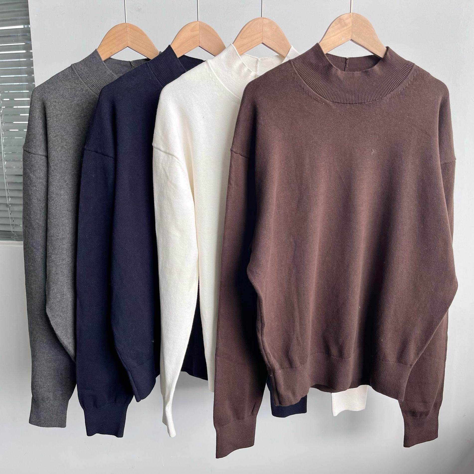 微瑕毛衣秋冬内搭半高领高级感中领针织打底衫保暖潮流ins宽松Y9