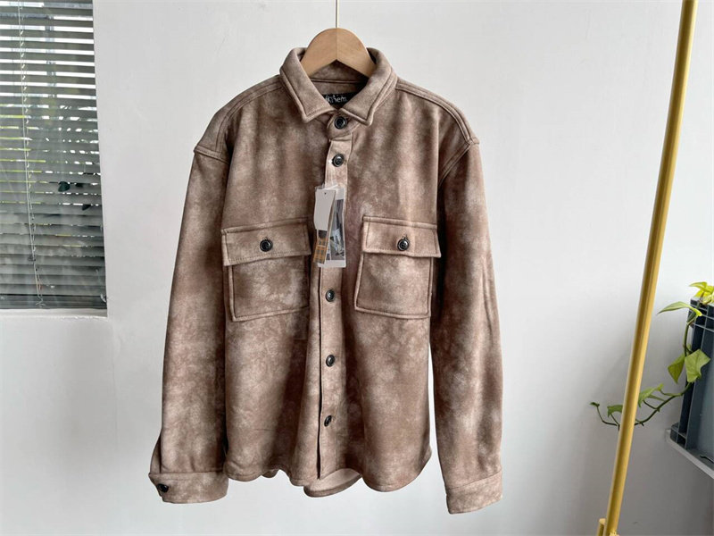 微瑕秋冬季加绒日系复古长袖衬衣扎染男女同款时尚宽松百搭舒适Y7