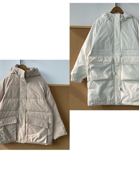 2u-27羽绒服连帽保暖外套有口袋松弛感收腰美式复古显瘦Y25-12