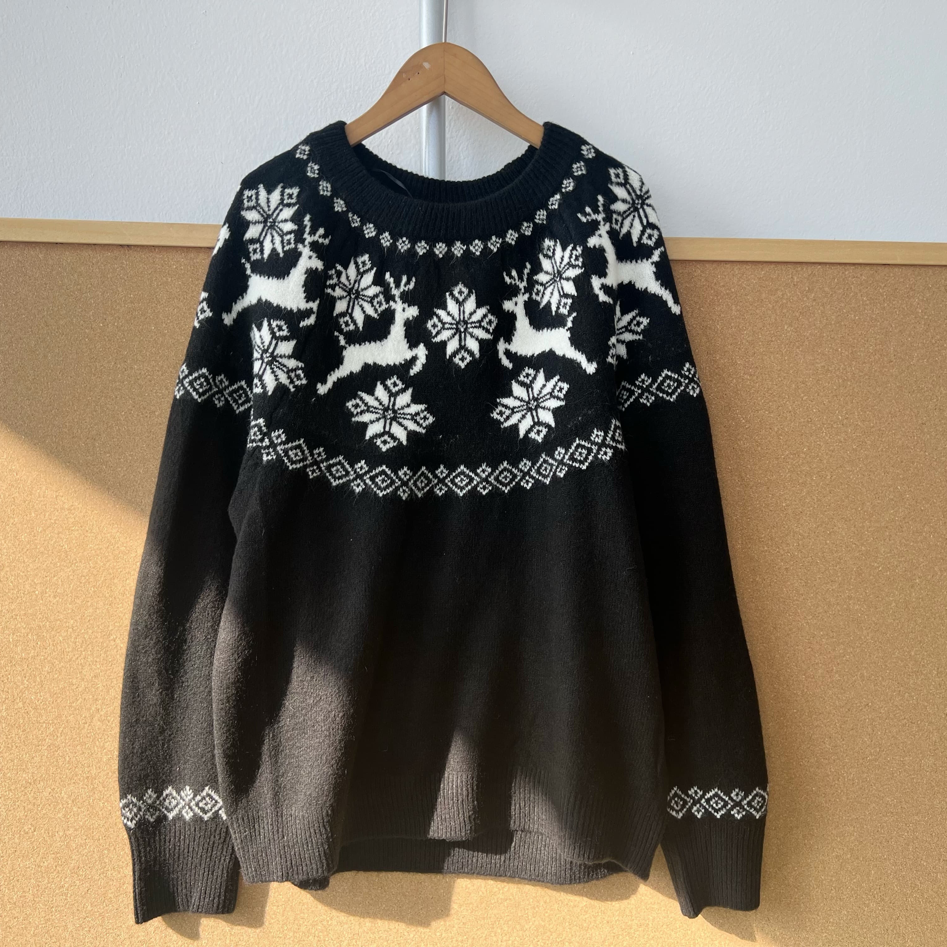 G1-164黑白撞色费尔岛长袖针织衫气质慵懒风设计感内搭毛衣J25-12