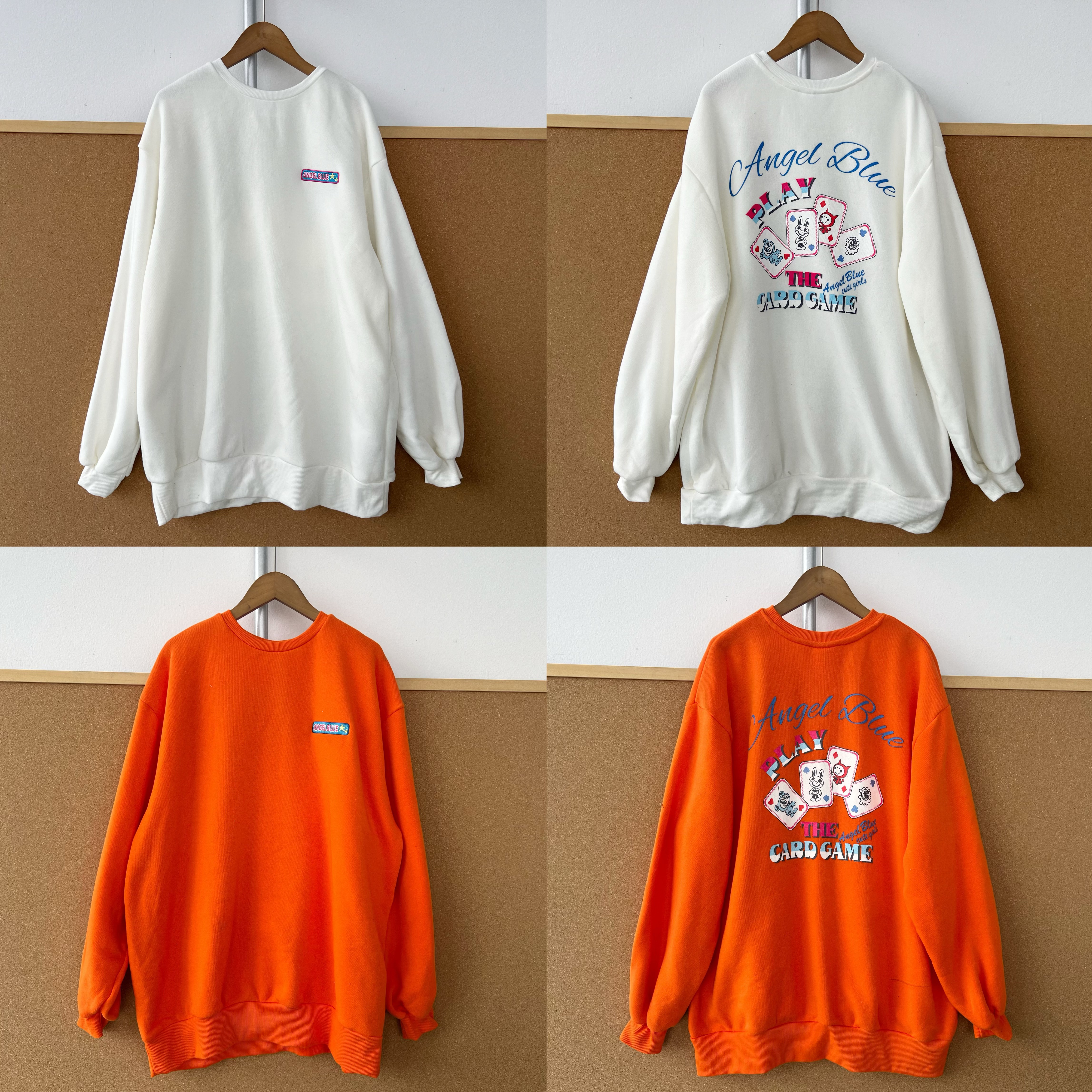 2Q-26秋冬潮流时尚趣味扑克字母印花图案慵懒软糯薄绒卫衣H25-11