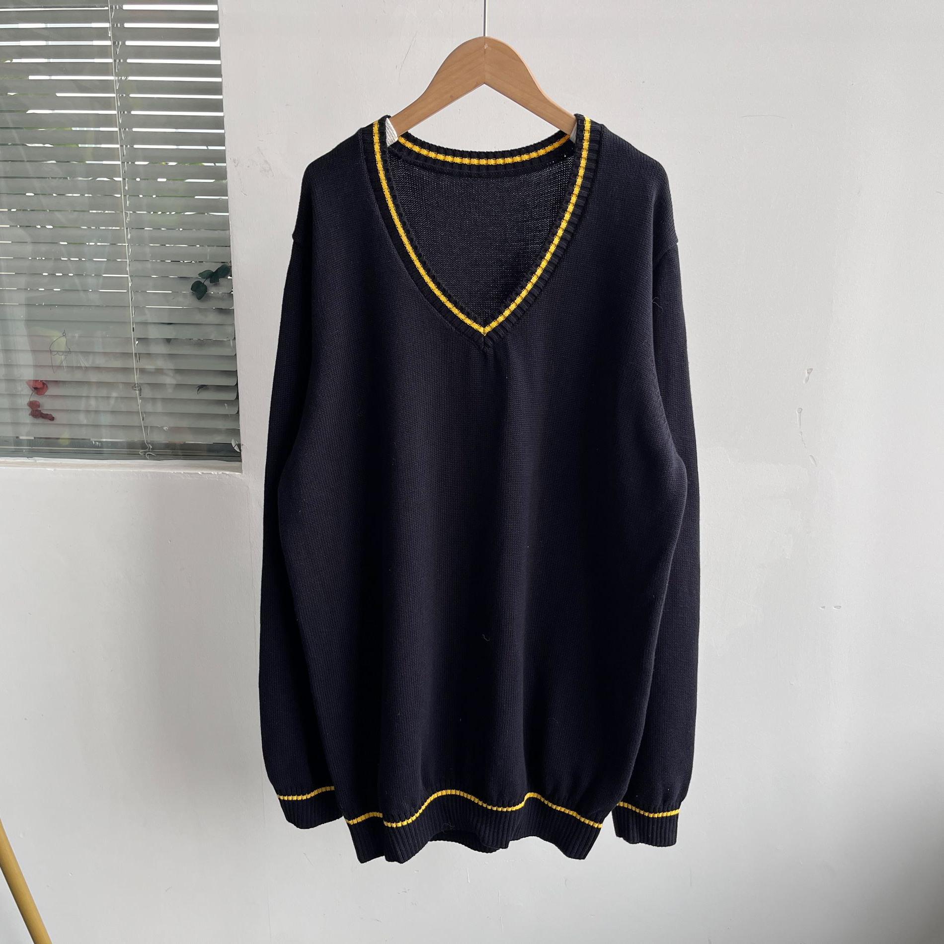 Y3-43亲子款春秋季针织衫上衣套头V领百搭长袖学院风时尚简约Y2