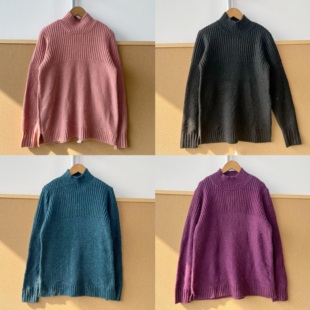 H25 慵懒风软糯舒适半高领亮丝针织多色毛衣打底衫 186秋冬季