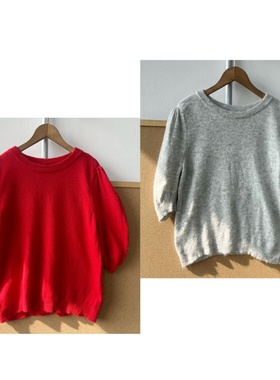 楼6A-67韩系圆领套头半袖针织衫柔软舒适有弹性气质优雅上衣Z26-1