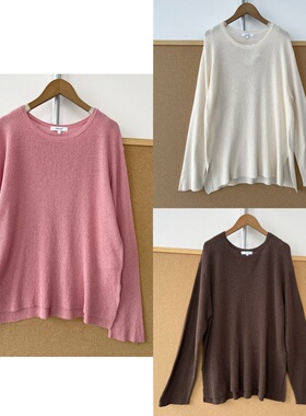 南1-75圆领高级感上衣慵懒风宽松打底衫套头长袖简约肌理感Y26-2