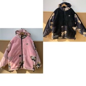 7秋冬保暖羊羔绒拼接加厚可爱小熊印花连帽拉链情侣外套Y25