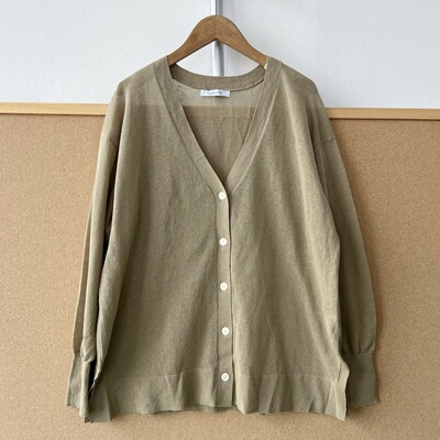 南13-95好货！薄款V领简约单排扣针织开衫通勤百搭慵懒风Z26-3