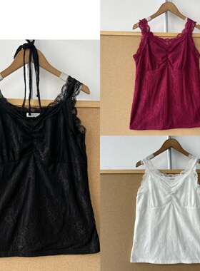 2R-77A家吊带背心女士蕾丝无袖薄款V领纯欲辣妹百搭打底气质Y26-3