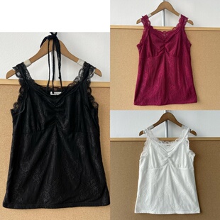 V领纯欲辣妹百搭打底气质Y26 薄款 77A家吊带背心女士蕾丝无袖