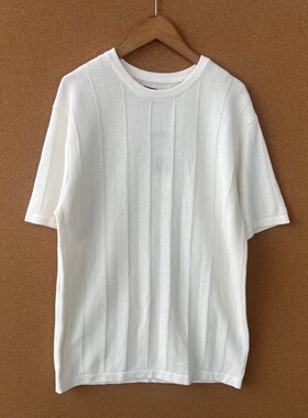 2P1-33男士纯棉针织短袖T恤纯色肌理感高弹力宽松舒适上衣Z25-9
