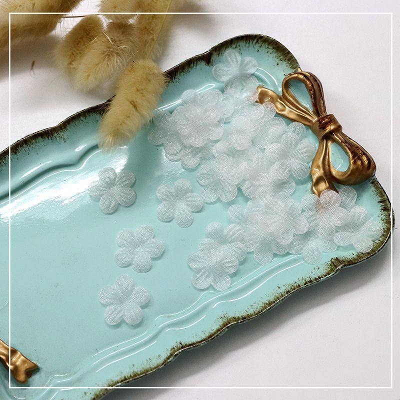 diy手工粉色白色花朵服装辅料雪纺纱质薄款立体花片娃衣装饰材料