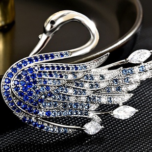 礼服胸花配饰女天鹅鸟时尚 轻奢高档优雅精美奢华胸针西装 百搭气质