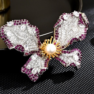 礼服胸花配饰 新款 爆款 重工蝴蝶珍珠胸针感宫廷风时尚 优雅西装