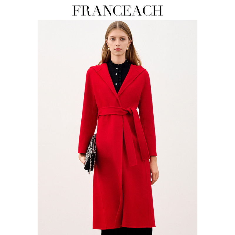 法涵意弛2025冬装新款双面无羊绒连帽呢子大衣女长款系带毛呢外套,女装/女士精品,毛呢外套,淘宝优惠券,粉丝福利购,淘宝优惠卷