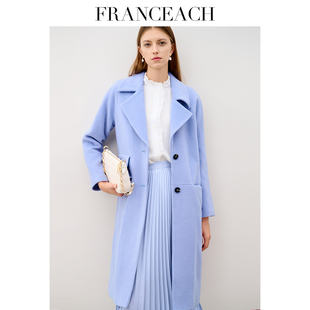 法涵意弛2025年秋冬新款阿尔巴卡羊驼毛手工大衣女中长款毛呢外套