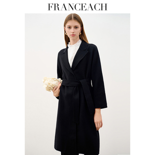 法涵意弛双面绒大衣女中长款2025冬季新款高端气质黑色羊毛呢外套