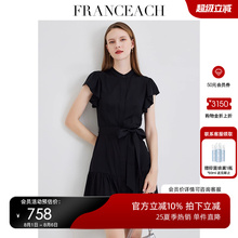 法涵意弛重磅真丝连衣裙女小个子2025夏新款法式黑色桑蚕丝衬衫裙