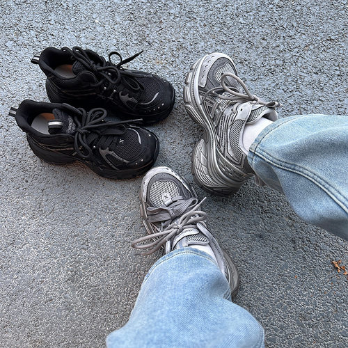 吸膜底高帮老爹鞋女2025冬季新款厚底运动鞋女款百搭休闲潮酷女鞋