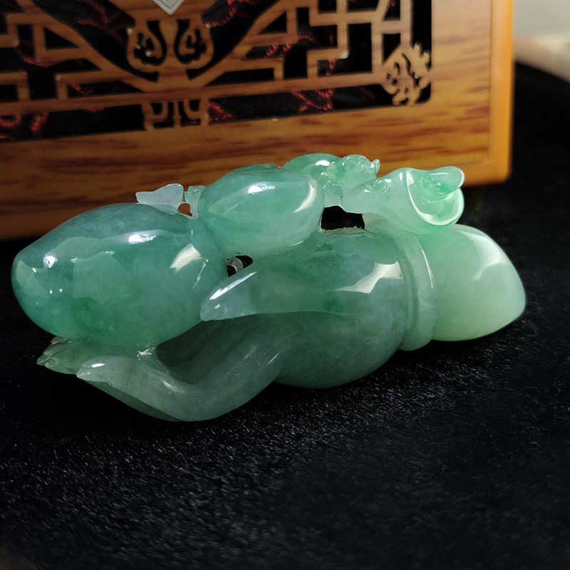 缅甸天然A货翡翠生肖寿桃美猴冰种手把件挂件两用款